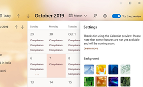 微软向Windows 10测试版用户推出日历预览项目可自由进行切换