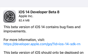 苹果推出iOS 14 Developer Beta 8测试版 稳定版/正式版将在下周推出