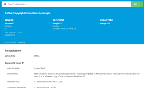 这可能是微软首次承认有Windows 11版：微软要求托管网站删除泄露镜像