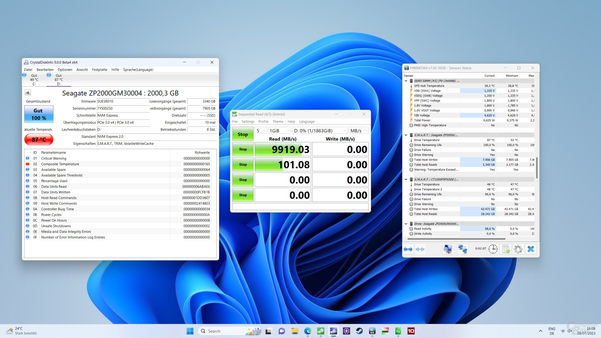 测试显示PCIe 5.0 SSD高温下性能降低乃至直接停掉 必须搭配散热器