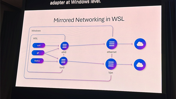  The new version of Microsoft's improved WSL subsystem will support the mirror host network interface and use external DNS