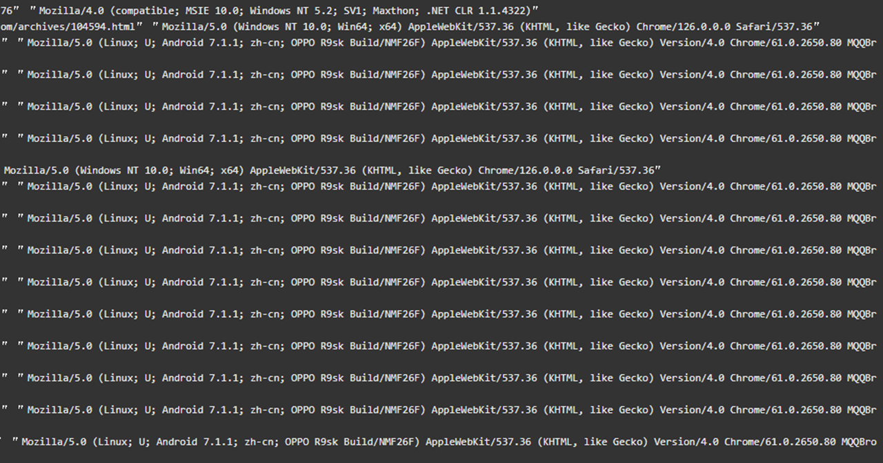 蓝点网近期发现的部分恶意UA 含小米9、OPPO R9SK、MSIE系列等