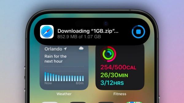 灵动岛的新用法：苹果在iOS 18.2测试版中为灵动岛添加Safari下载进度