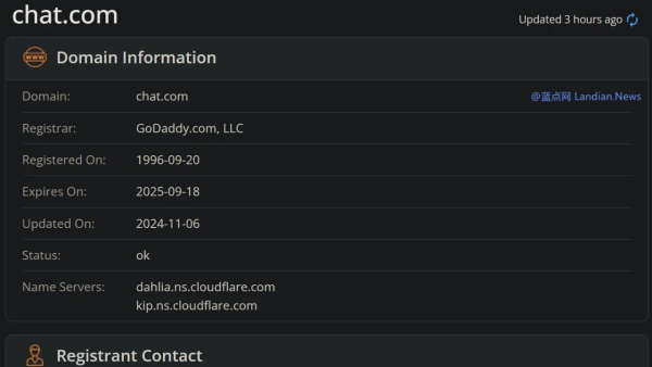 OpenAI斥资至少1550万美元收购Chat.com域名 不过具体价格并未透露