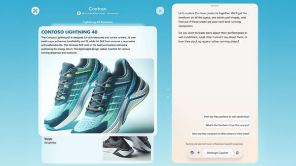 微软为Copilot AI设计全新的展厅式广告样式 吸引广告商接触更多用户