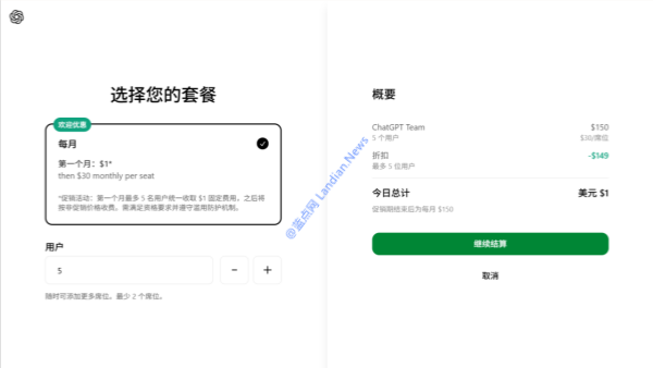 OpenAI推出ChatGPT Team優惠促銷活動 首月5名用戶合計僅需1美元(附開通方法)
