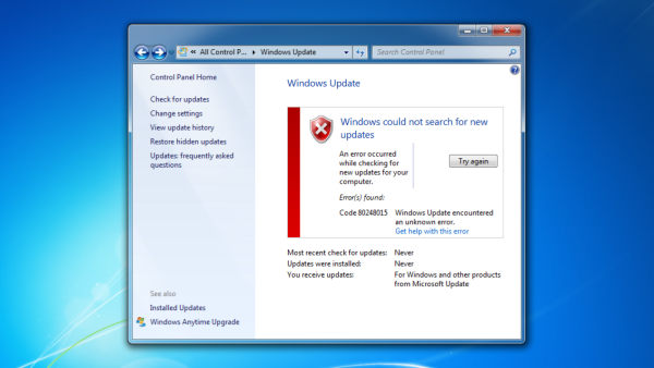 微軟又忘記更新授權文件過期時間導致Win7檢查更新時出現80248015錯誤代碼