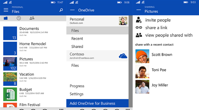 Windows Phone版的Onedrive下次更新可能会有UI上的变化