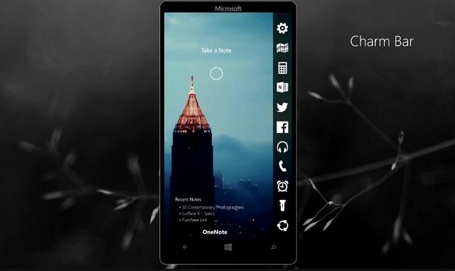 Charm Bar回归：“脑洞大开”的Windows 10 手机版概念设计